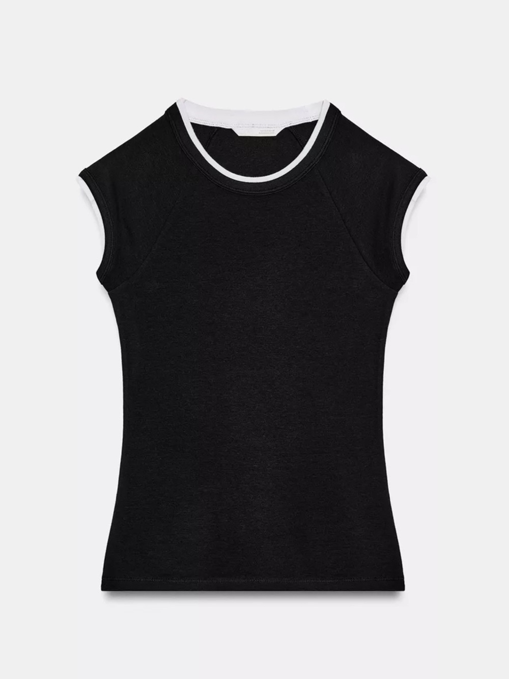 NWT Zara Black Short-Sleeve Tee with White Trim